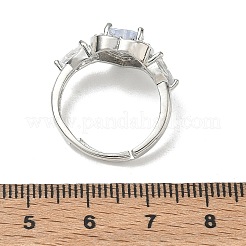 真鍮とキュービックジルコニアの指輪  長持ちメッキ  ハート  プラチナ  ハート：11x21mm  内径：17mm&nbsp;CU-CBA7E55-15P