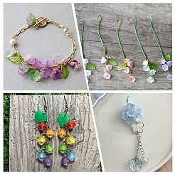 540色UVメッキ虹色アクリルビーズキャップ9個  5  - 花びらの花  ミックスカラー  12.5x12.5x6.5mm  穴：1.5mm  60個/カラー&nbsp;OACR-SP0001-04