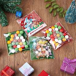400個4スタイル粘着性のクリスマスキャンディーバッグ  プラスチックバッグ  クッキーキャンディーチョコレートパーティーギフト用品  混合模様  ミックスカラー  132x103mm&nbsp;JX059A