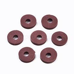 手作り樹脂粘土ビーズ連売り  ジュエリー工芸用品のDIY用  ヒシビーズ  ディスク/フラットラウンド  濃いグレー  6x0.5~1mm  穴：1.8mm  約290~320個/連  15.75インチ〜16.14インチ（40~41cm）&nbsp;LS-CLAY-R089-6mm-Q103