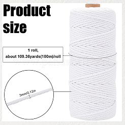 工芸品編み物用綿糸1ロール  ホワイト  3mm  約109.36ヤード（100m）/ロール&nbsp;KNIT-SC0001-03