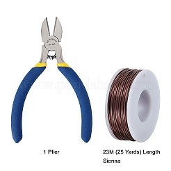 DIYジュエリーキット  アルミワイヤーと鉄のサイドカッティングプライヤー付き  シエナ  1mm  約23m /ロール  6のロール/セット&nbsp;DIY-BC0011-39G
