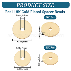 450個2スタイル真鍮スペーサービーズ  長持ちメッキ  ディスク  18KGP本金メッキ  6~8x0.5mm  穴：0.9~1mm&nbsp;KK-CN0002-49