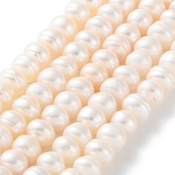 天然養殖淡水パールビーズ連売り  ロンデル  グレード2 A  古いレース  7~8mm  穴：0.7~0.8mm  約61~82個/連  13.46''~14.69''（34.2~37.3センチメートル）&nbsp;PEAR-I007-02N-04C
