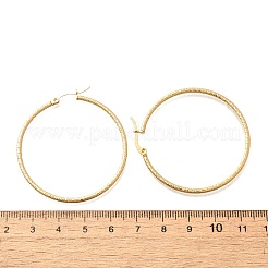 201 ステンレススチールフープピアス  304ステンレスピン付き  PVD真空メッキ  長持ちメッキ  ゴールドカラー  43x2mm&nbsp;EJEW-Q026-07G