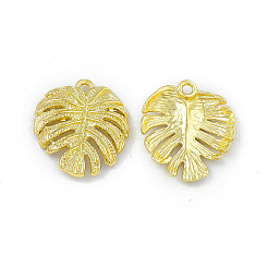 ラックメッキ合金ペンダント  モンステラ リーフ チャーム  ライトゴールド  21.5x19x3.5mm  穴：1.6mm&nbsp;PALLOY-I216-16LG
