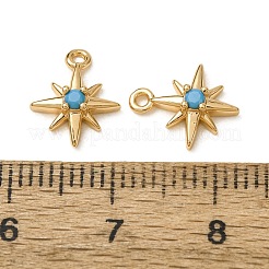 合成ターコイズペンダント  真鍮製の六芒星チャーム  ニッケルフリー  18KGP本金メッキ  11x9x3mm  穴：1mm&nbsp;GG-CBAE681-03G