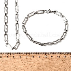 304ステンレススチールリンクチェーンブレスレット＆ネックレスジュエリーセット  カニカン付き  ステンレス鋼色  610mm&nbsp;SJEW-L199-14P