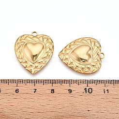 304ステンレスペンダント  イオンプレーティング（ip）  ハートチャーム  18KGP本金メッキ  27x23x4mm  穴：2.5mm&nbsp;STAS-N109-21G