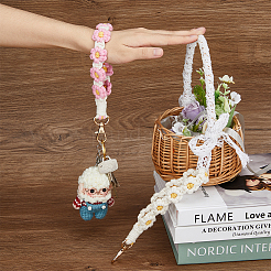 2個 2色 コットン ハンドメイド編み込み リストストラップ ペンダント デコレーション  亜鉛合金スイベルクラスプ付き  キーホルダー作り  ミックスカラー  195x21.5mm  1pc /カラー&nbsp;KEYC-HY0001-20