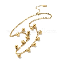 304ステンレススチール製ラウンドボールタッセルアズキチェーンネックレス（女性用）  ゴールドカラー  16.38インチ（41.6cm）&nbsp;NJEW-C088-02G