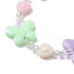 女の子向けの蝶とハートのアクリルビーズブレスレット  カラフル  6インチ（15.3cm）&nbsp;BJEW-JB10220-02