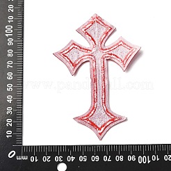 機械刺繍布地手縫い/アイロンワッペン  マスクと衣装のアクセサリー  アップリケ  クロス  レッド  110x75x1.5mm&nbsp;DIY-XCP0003-86B