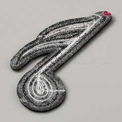 ポリエステル服パッチ  音符  ビーズクリップ付き  レッド  75x43.5x1.5mm&nbsp;PATC-WH0028-022B