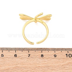 女性用真鍮カフリング  トンボ  ラックめっき  カドミウムフリー＆鉛フリー  持続的なメッキ  18KGP本金メッキ  内径：17.5mm&nbsp;RJEW-U047-36G
