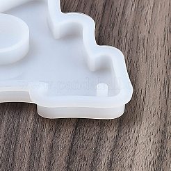 クリスマス アロマセラピー DIY ペンダント デコレーション シリコン型  エポキシ樹脂工芸品作り  ホワイト  クリスマスツリー  127x104x10mm  穴：4mm  内径：117mm&nbsp;LS-DIY-M057-02C