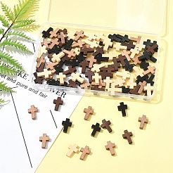 100色の木製ペンダント4個  クロス  ミックスカラー  21~22x14~15x4~5mm  穴：1.8mm  25個/カラー&nbsp;WOOD-FS0001-50