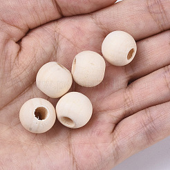 未完成の天然木ヨーロッパビーズ  ラガー穴ビーズ  ラウンド  フローラルホワイト  14x12.5mm  穴：6mm&nbsp;X-WOOD-Q041-04D