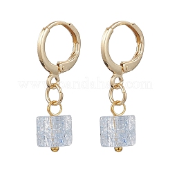 真鍮クラックルガラスフープピアス6組  正方形  ミックスカラー  28.5x6.5mm&nbsp;EJEW-JE06616