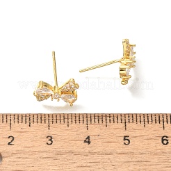 真鍮製キュービックジルコニアスタンドピアス  カドミウムフリー＆鉛フリー  蝶  18KGP本金メッキ  8.5x11.5mm&nbsp;EJEW-M048-04G