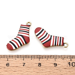 合金エナメルクリスマステーマペンダント  靴下  ライトゴールド  カラフル  22x13.5x2mm  穴：2mm&nbsp;PALLOY-CJC0007-31B