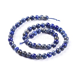 天然石ラピスラズリビーズ連売り  ラウンド  6mm  穴：1mm  約58個/連  15インチ（38cm）&nbsp;G-J385-F01-A