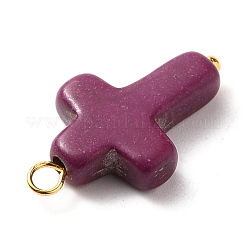 合成ハウライトペンダント  金色の真鍮ボールヘッドピン付き  クロス  ミックスカラー  20x12x4mm  穴：2mm&nbsp;PALLOY-JF00558-01