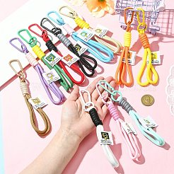 12個 12色 傘コード ナイロンロープ ペンダント デコレーション カラビナ  鍵用編み込みストラップ合金クリップ  ミックスカラー  190mm  1pc /カラー&nbsp;KEYC-CJ0001-18