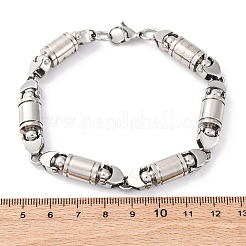 201ステンレススチールコラムリンクチェーンブレスレット  304ステンレススチール留め具付き  ステンレス鋼色  9-1/4インチ（23.5cm）&nbsp;BJEW-B078-150P