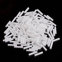 ガラス竹ビーズ  不透明色  ホワイト  12x2mm  穴：0.5mm  約5000個/袋&nbsp;SEED-E001-12mm-41#