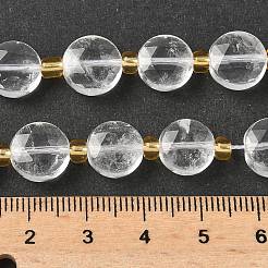 天然石クオーツクリスタルビーズ連売り  ファセット六角形カットのコインビーズ  水晶  フラットラウンド  シードビーズで  10~10.5x5.5~6mm  穴：1.2mm  約28~29個/連  14.29~14.65''（36.3~37.2センチメートル）&nbsp;G-G271-C07-10mm