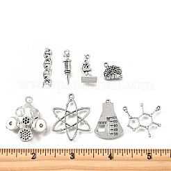 32個8スタイルチベットスタイルの合金チャーム  アンティークシルバー  12.5~33x6.5~27.5x1.5~8mm  穴：1~3mm  4個/スタイル&nbsp;TIBE-FP0001-07