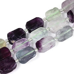 天然な色鮮やかな蛍石ビーズ連売り  シードビーズで  長方形  9.5~14x7~10x4~6.5mm  穴：0.8~1mm  約12~15個/連  6.69~8.07''（17~20.5センチメートル）&nbsp;G-C098-A35-01