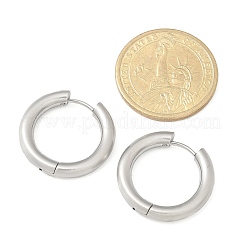 女性用フロスト304ステンレススチール製ハギーフープピアス  316ステンレススチールピン付き  リング  ステンレス鋼色  24x4mm&nbsp;EJEW-C096-32G-P
