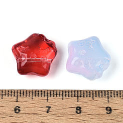 ベーキングペイント透明ガラスビーズ  スター  ミックスカラー  14.5x15~15.5x8.5~9mm  穴：1.2~1.3mm&nbsp;DGLA-T004-41M