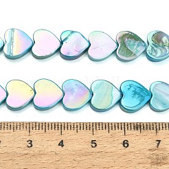 天然淡水シェルビーズ連売り  染め  ハート  ディープスカイブルー  10x10x2mm  穴：0.8mm  約41個/連  14.53~14.76インチ（36.9~37.5cm）&nbsp;SH-CBA93AD-06A