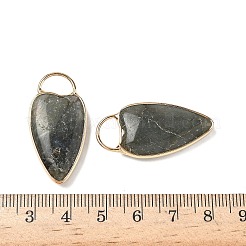 天然石ラブラドライトペンダント  真鍮製のハートチャーム  ゴールドカラー  35x17x6mm  穴：6x9mm&nbsp;G-I393-01G-08