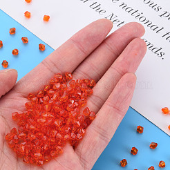 透明なアクリルビーズ  多面カット  双円錐形  レッドオレンジ  5x4.5mm  穴：1.2mm  約12160個/500g&nbsp;MACR-S373-84-B07