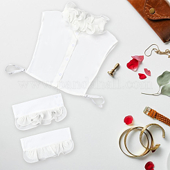 取り外し可能なシフォンシャツ レディース つけ襟 1枚  ネックライントリム DIY 衣服アクセサリー  取り外し可能なコットンスリーブ1組付き  ホワイト  365x355x4mm&nbsp;AJEW-CY0001-38A