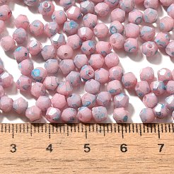焼付塗装ガラスシードビーズ  双円錐形  パールピンク  4.5x4mm  穴：1.1mm  約142個/10g&nbsp;X1-SEED-A032-02A-08
