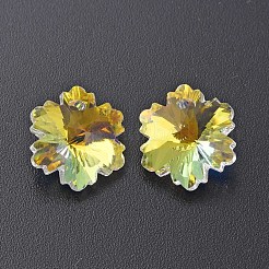 電気メッキガラスチャーム  シルバーメッキのボトム  多面カット  スノーフレーク  クリアAB  14x12.5x7mm  穴：1.4mm  30個/ボードについて  4ボード/ボックス&nbsp;EGLA-N006-015D