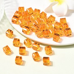 K9ガラス  模造オーストリアクリスタルビーズ  グレードAAA  多面カット  キューブ  ダークオレンジ  8x8x8mm（誤差範囲0.5~1mm以内のサイズ）  穴：0.9~1.6mm&nbsp;SWAR-F074-8x8mm-12