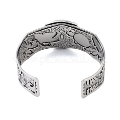 星座合金オープンカフバングル女性用男性用  アンティークシルバー  レオ  内径：2-1/2インチ（6.2cm）  20~31mm&nbsp;BJEW-C064-01AS-08