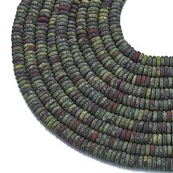 フロスト加工の天然ドラゴンブラッドビーズ連売り  ロンデル  6x2mm  穴：0.7mm  約150~160個/連  14.57~14.96''（37~38センチメートル）&nbsp;G-K389-C07-01
