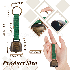 ウェビングキーホルダー付き鉄製クマ鈴 4色 4個  ハイキング用アウトドアアクセサリー  ミックスカラー  12.5cm  1pc /カラー&nbsp;KEYC-NB0001-73