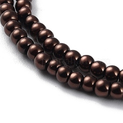ガラスパールビーズ連売り  パールカラーの  ラウンド  サドルブラウン  3~4mm  穴：1mm  約190~200200個/連  25.59インチ（65cm）&nbsp;HY-3D-B40
