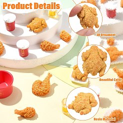 60個 12スタイル 樹脂製ミニチュアオーナメント  フライドチキン  ガーデンドールハウスアクセサリー  混合形状  ミックスカラー  14~26.5x11~20.5x8.5~10.5mm  5個/スタイル&nbsp;AJEW-CJ0001-76