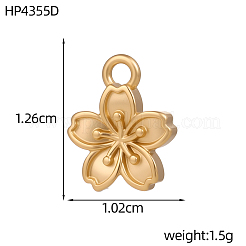 304ステンレススチールチャーム  イオンプレーティング（ip）  花のチャーム  14KGP本金メッキ  12x10mm  穴：2mm&nbsp;SA-OY001-45G