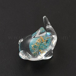 ルミナス透明レジンペンダント  イルカのチャーム  金箔  ダークターコイズ  19x28x17mm  穴：1mm&nbsp;RESI-A022-01B