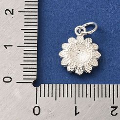 スターリングシルバーのひまわりチャーム925個  丸カン付き  銀  14x11x2.5mm  穴：4mm&nbsp;STER-K180-03S